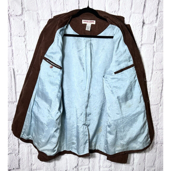 Guess Jeans Men’s Brown Corduroy Blazer Jacket Business Causal Button Size XL - Picture 3 of 8